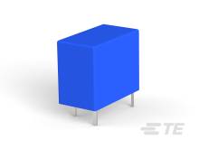 Ein blauer, rechteckiger Hocker mit vier silbernen Beinen steht auf weißem Hintergrund.