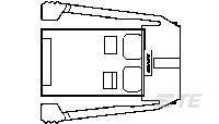 Grundriss einer Bootsinnenansicht mit zwei Sitzplätzen vorne, einem Steuerstand und zwei weiteren Sitzen hinten.