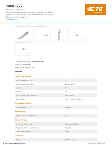 TE Connectivity 184130-1 1 St. Box