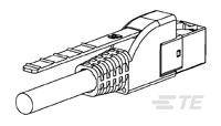 Ein detailliertes Diagramm eines Netzwerkkabels, das einen Ethernet-Stecker mit Kabel zeigt, um Netzwerkverbindungen zu verdeutlichen.