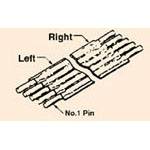 Diagramm von zwei Kabelenden, die zusammengesteckt werden, mit Beschriftungen 'Left', 'Right' und 'No.1 Pin'.