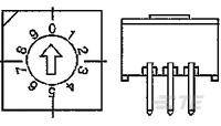 Diagramm zeigt einen elektrischen Schalter: links ist ein kreisförmiges Schema mit Nummern 0 bis 4, rechts der Schaltmechanismus.