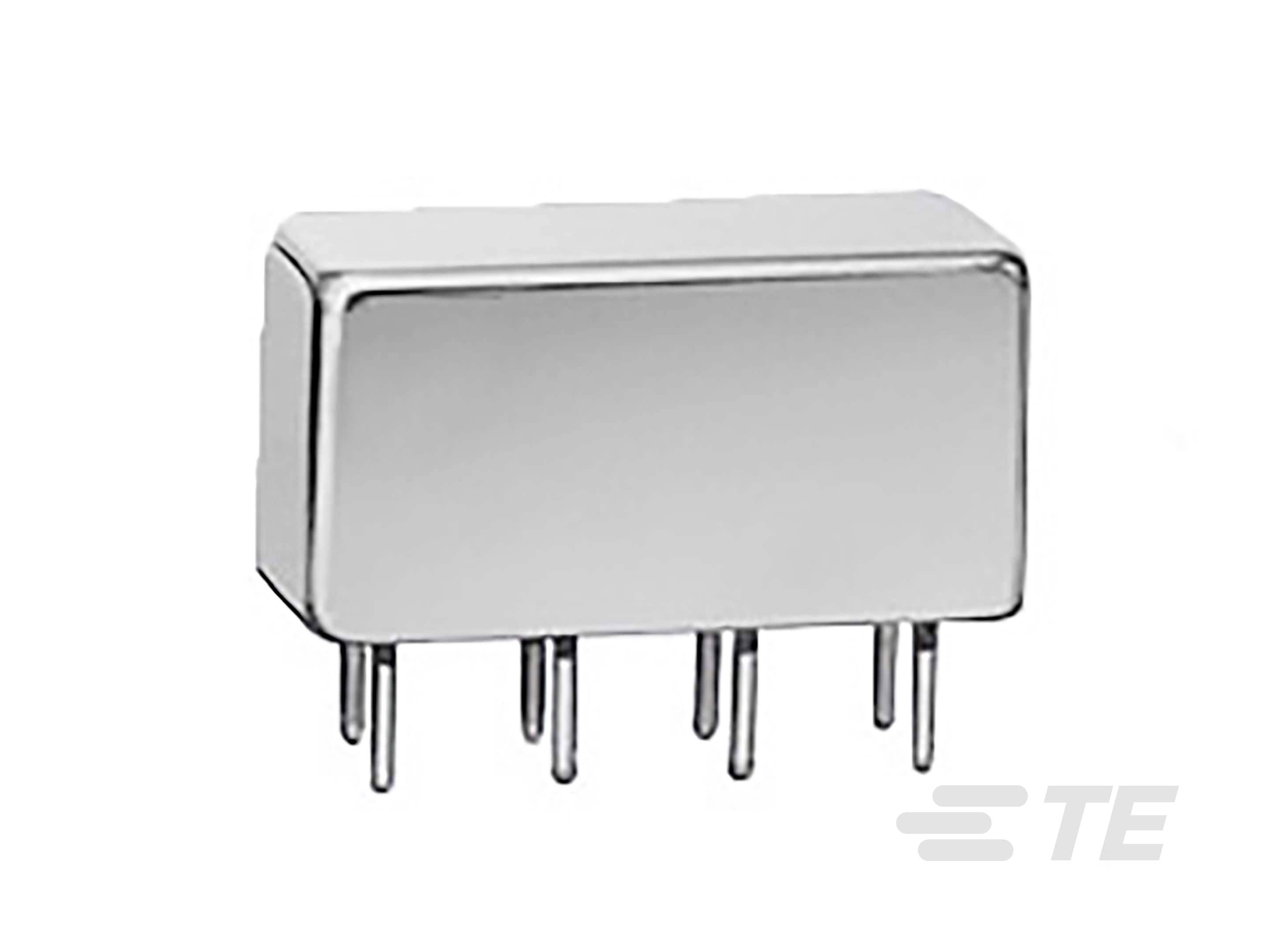 Elektronische Komponente mit rechteckigem, silbernem Gehäuse und acht Anschlussstiften.