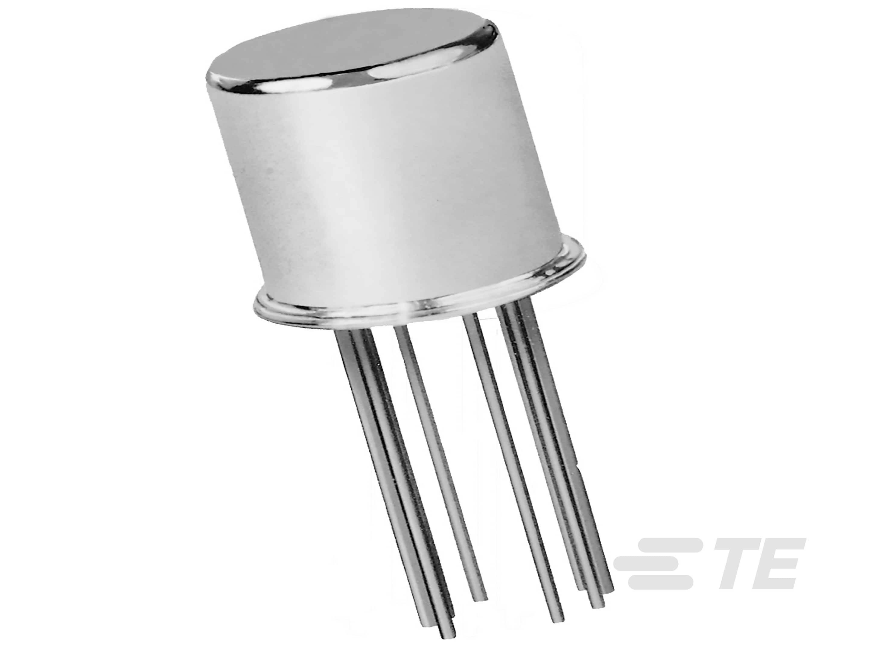 Metallgehäuse-Transistor mit zylindrischer Form und mehreren Anschlussdrähten.