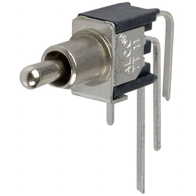 Ein Metallschalter mit Hebel und drei Anschlüssen, geeignet für elektronische Schaltungen.