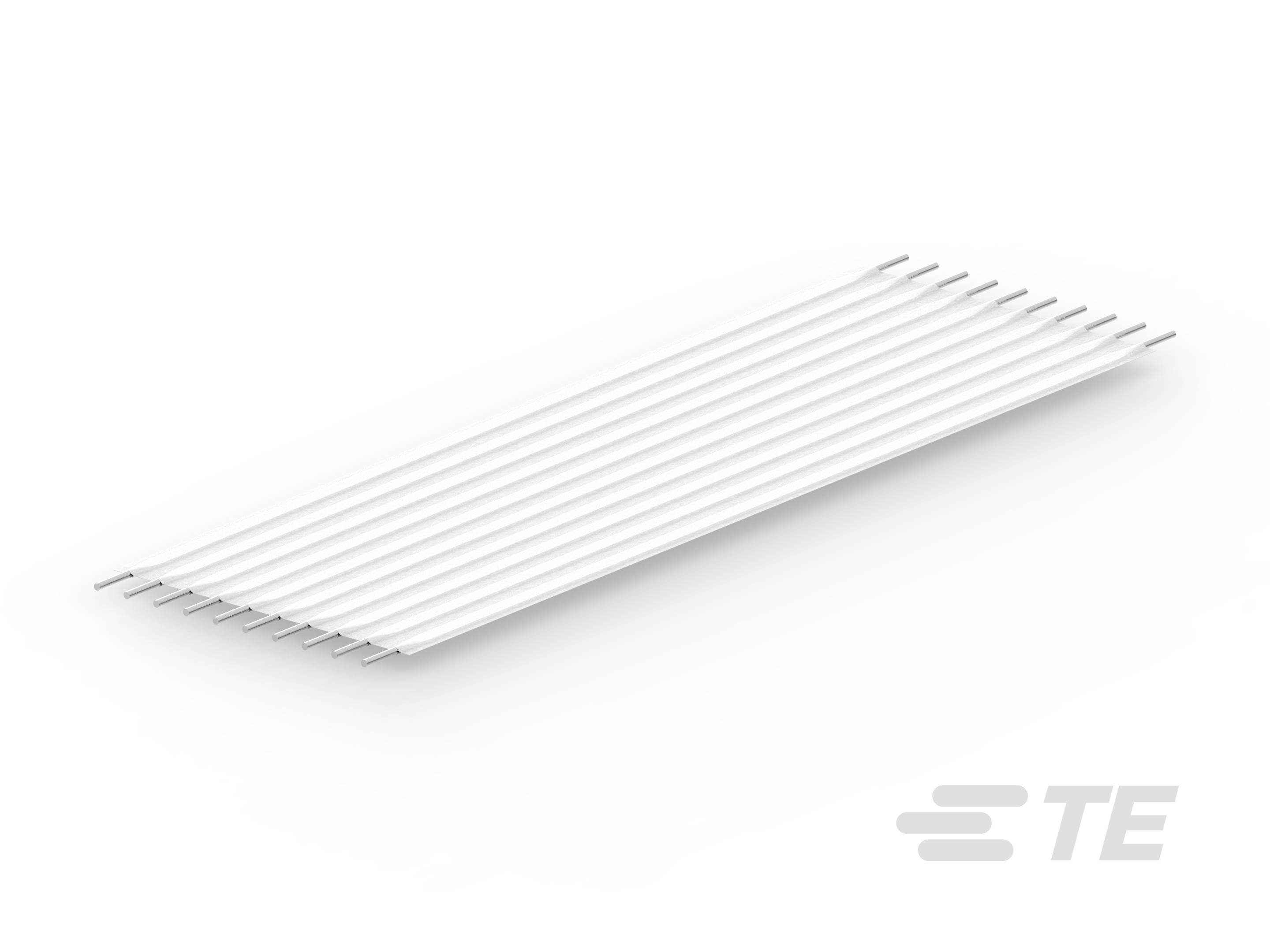 Ein rechteckiges, weißes Gitternetz mit parallelen Streben auf hellem Hintergrund. Ein modernes Designobjekt, minimalistisch und elegant.