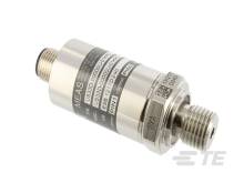 Drucksensor aus Metall mit Etikett, zeigt technische Details. Verwendet zur Messung von Flüssigkeits- oder Gasdruck.