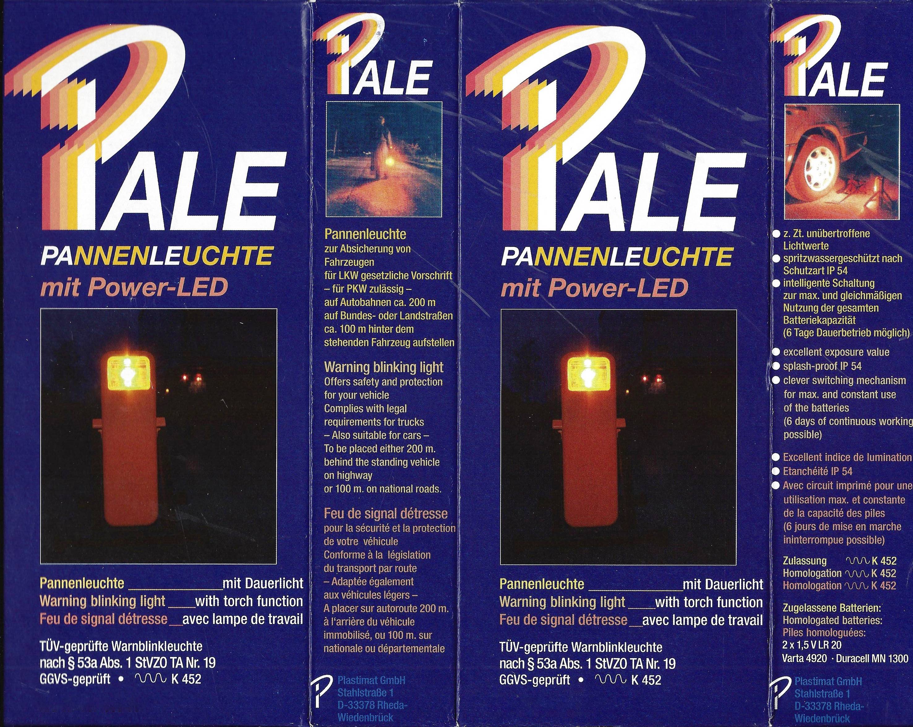 Plastimat 767 000 001 LED Pannenleuchte mit Power LED Warnblinkleuchte LED-Leuchte Lkw, Pkw, Landwirtschaft (B x H x T) 72 x 179