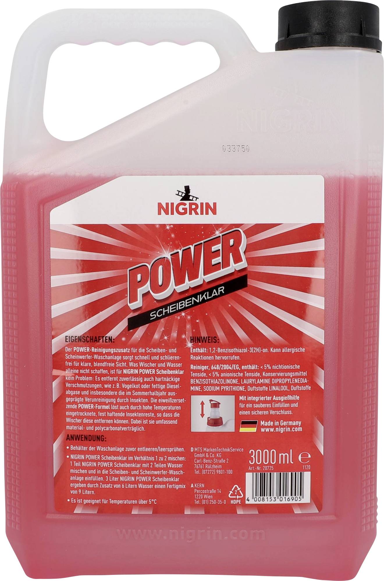 NIGRIN 20725:Scheibenreiniger Konzentrat 3l