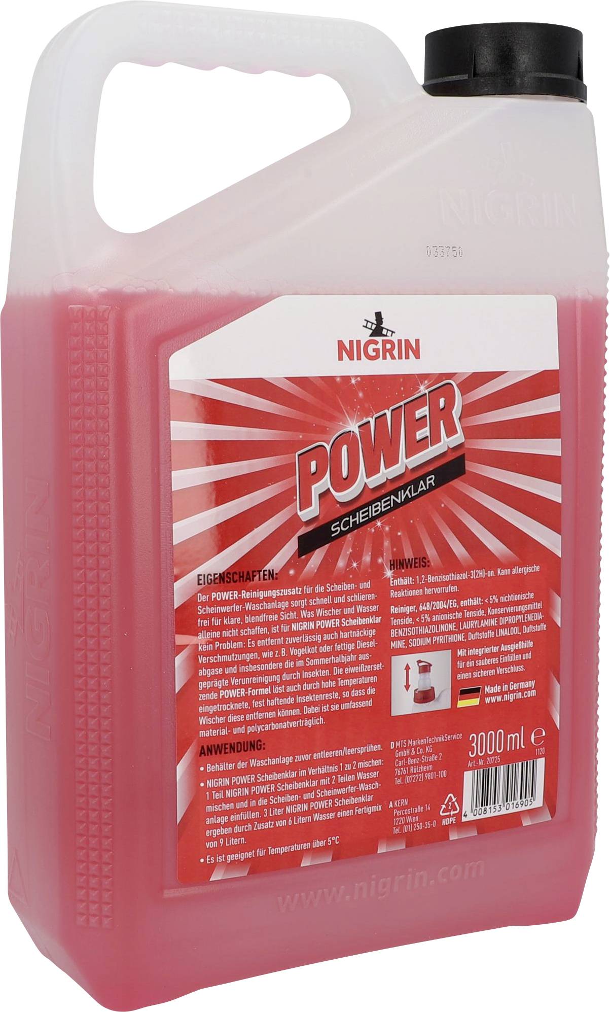 NIGRIN 20725:Scheibenreiniger Konzentrat 3l