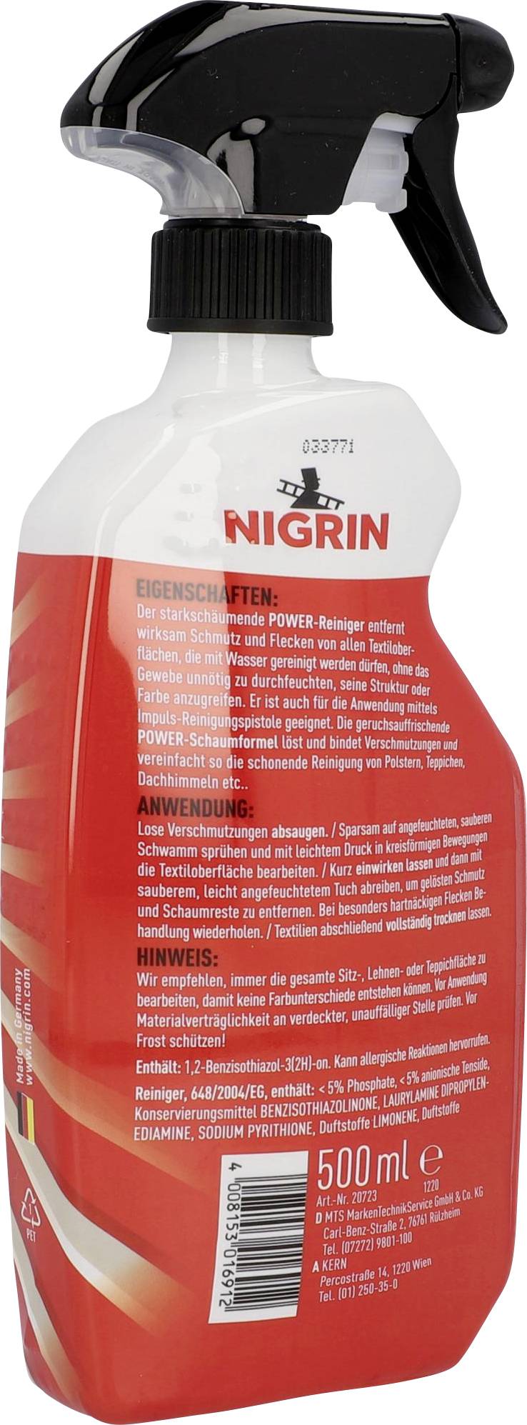 NIGRIN POWER Textil-Reiniger 500ml 20723:0.5l