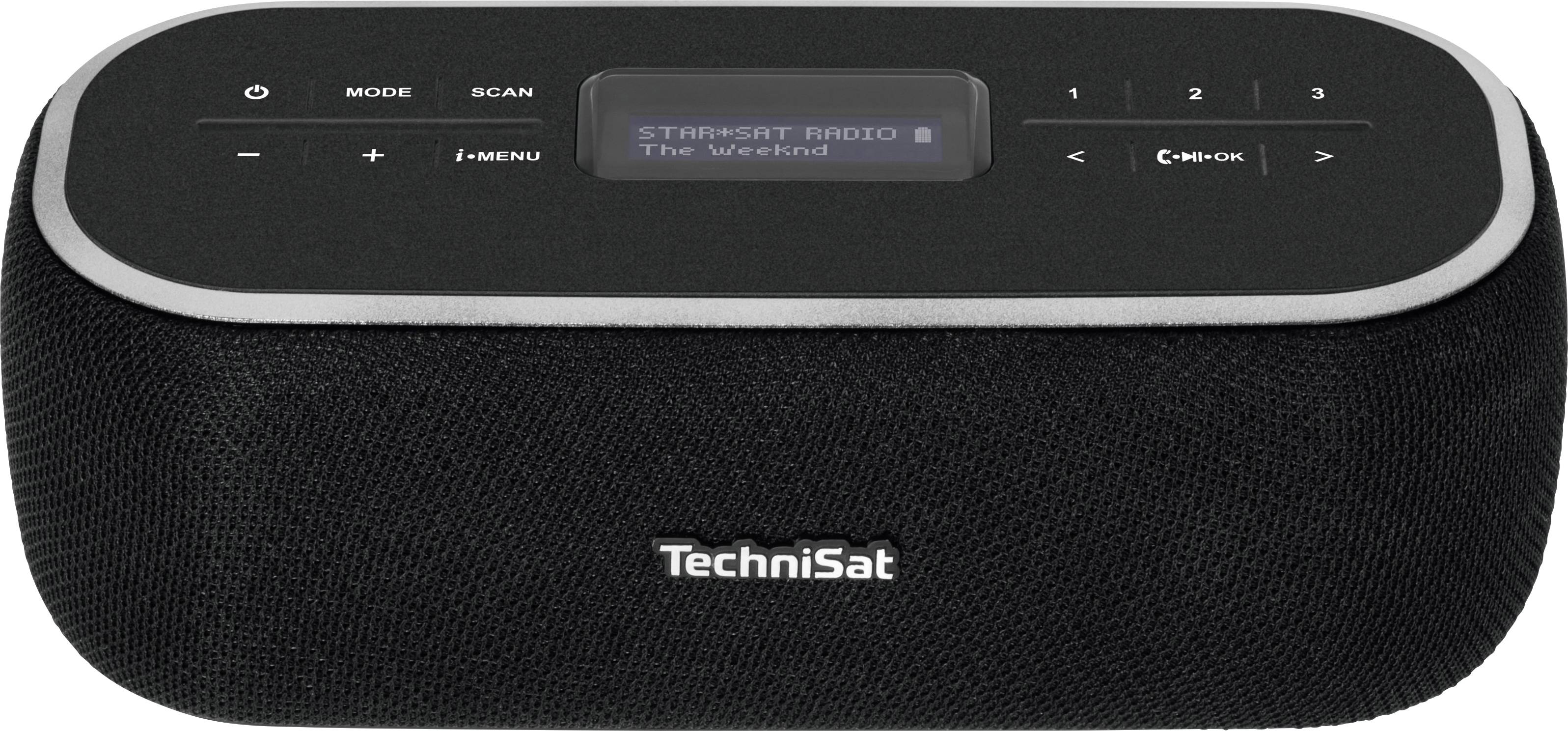 TechniSat DIGITRADIO BT 1 Tischradio DAB+, UKW AUX, Bluetooth® Freisprechfunktion, Inkl. Mikrofon, Weckfunktion, wiederaufladbar Schwarz