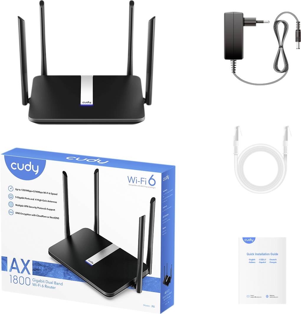 cudy X6 AX1800 WLAN Router 2.4 GHz, 5 GHz