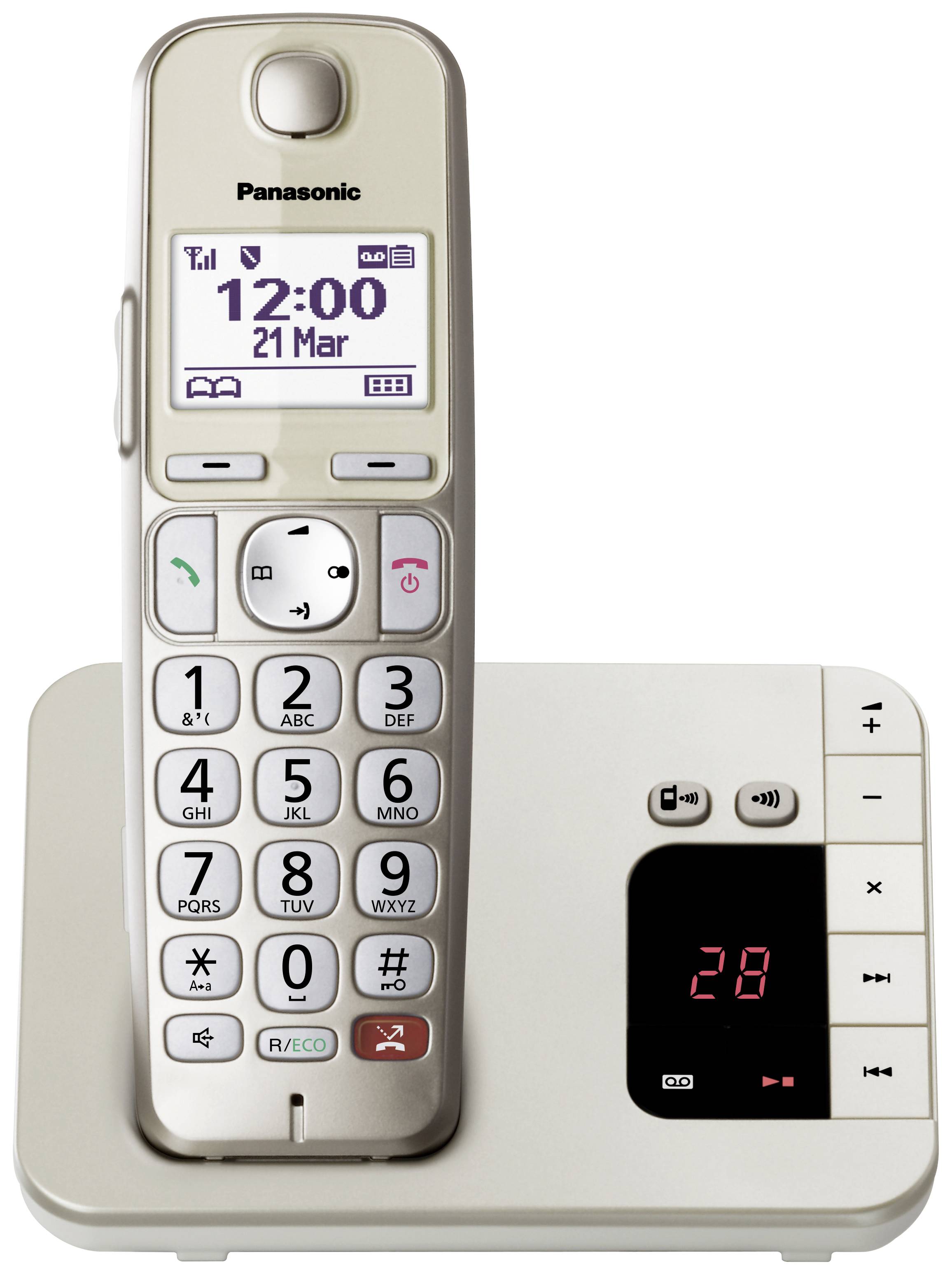 Panasonic KX-TGE260GN DECT/GAP Schnurloses Telefon analog Anrufbeantworter, Babyphone, Freisprechen, für Hörgeräte kompatibel