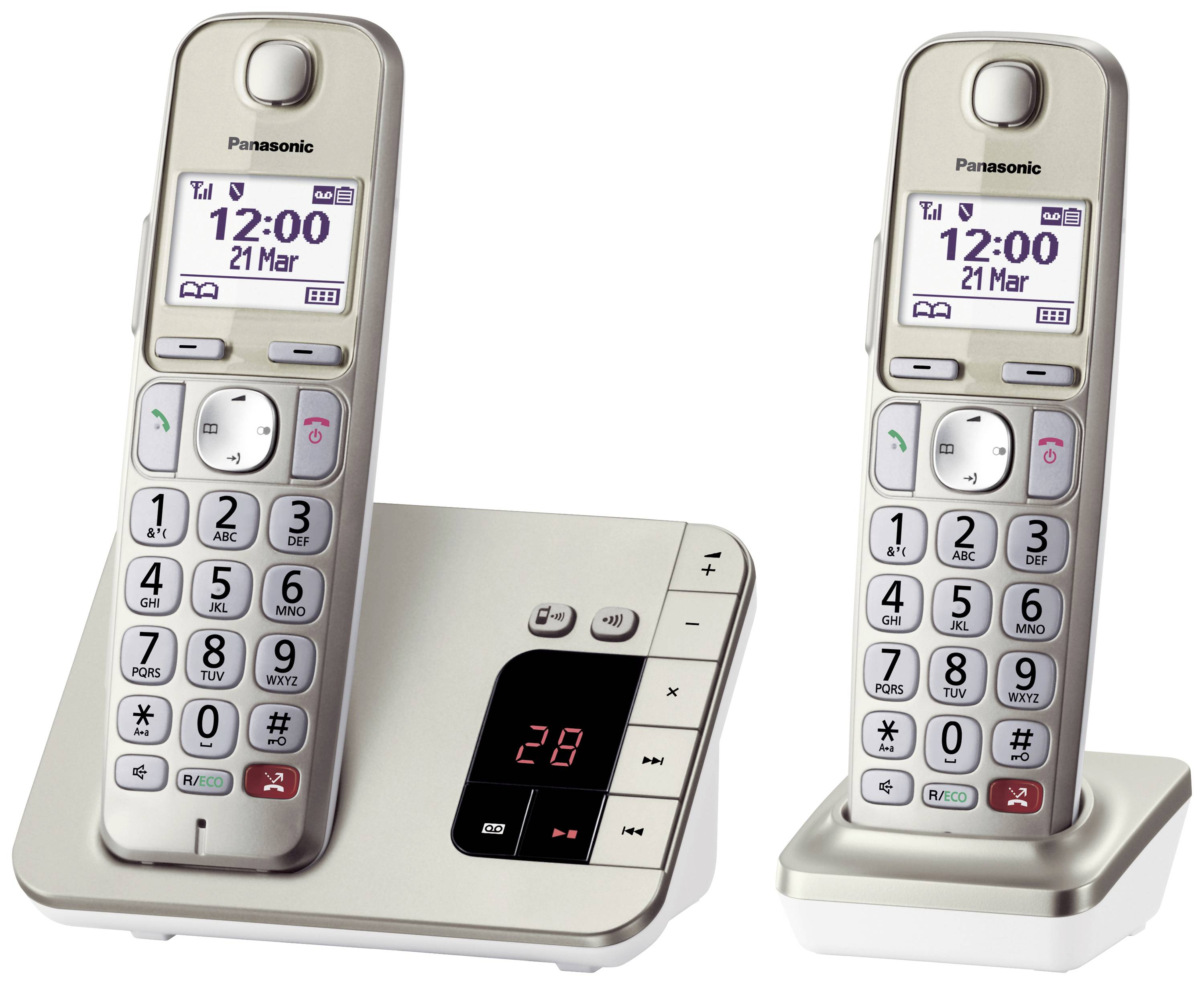 Panasonic KX-TGE262GN DECT/GAP Schnurgebundenes Telefon, analog Anrufbeantworter, Freisprechen, für Hörgeräte kompatibel, Babyphone, inkl. Mobilte