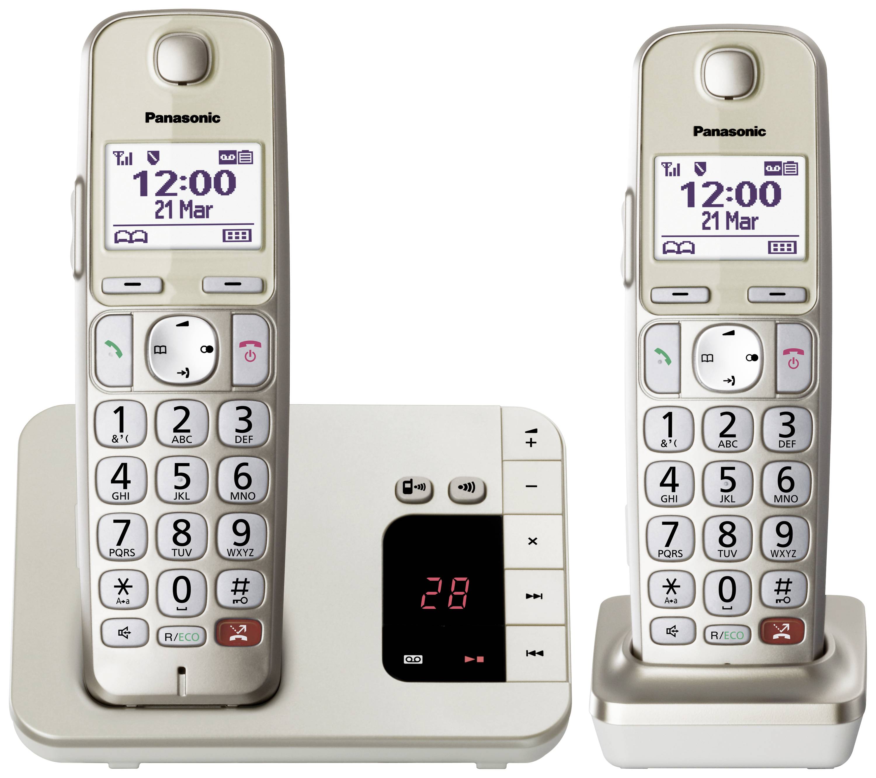 Panasonic KX-TGE262GN DECT/GAP Schnurgebundenes Telefon, analog Anrufbeantworter, Freisprechen, für Hörgeräte kompatibel, Babyphone, inkl. Mobilte