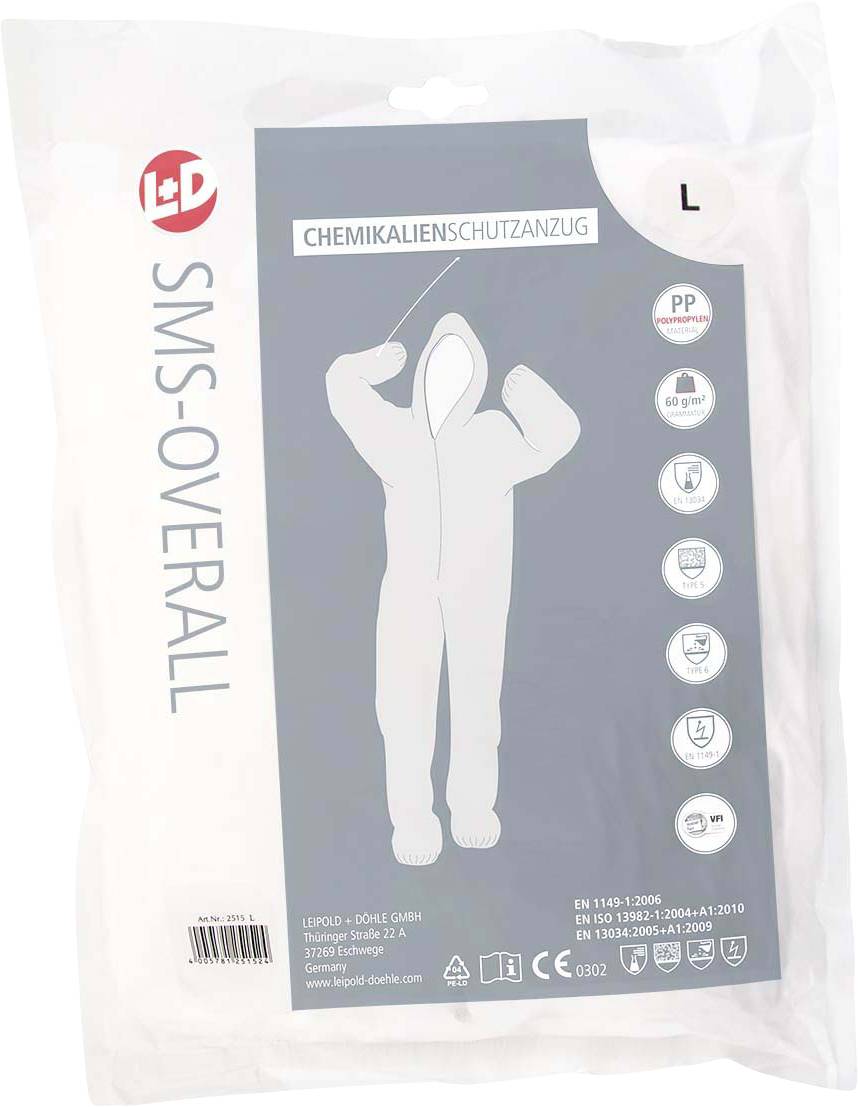 Leipold Doehle 2515 CleanGO SMS-Overall Kleider-Größe: XXXL Weiß