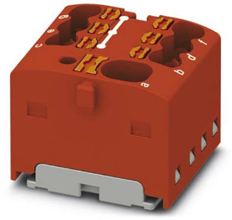 Roter elektrischer Steckverbinder mit mehreren Kontakten und quadratischer Form, verwendet für industrielle elektrische Verbindungen.