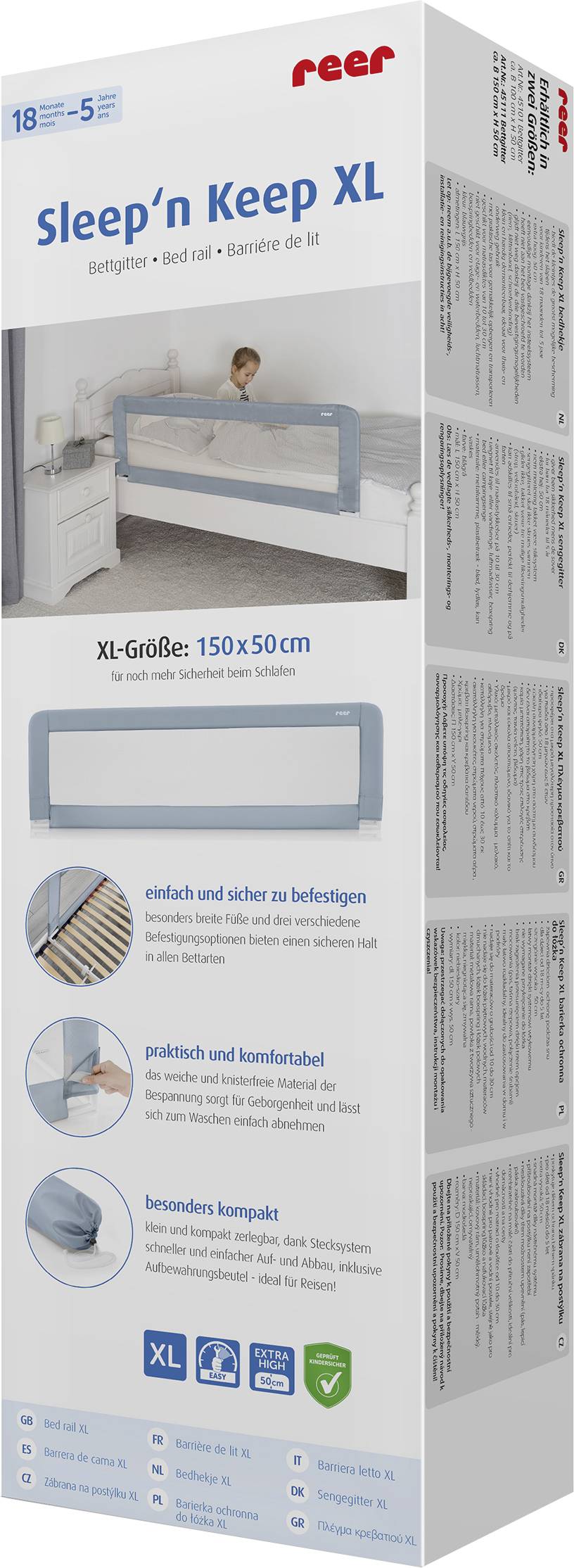 REER Sleep'n Keep 45111 Sleep'n Keep Bettgitter Blau-Grau