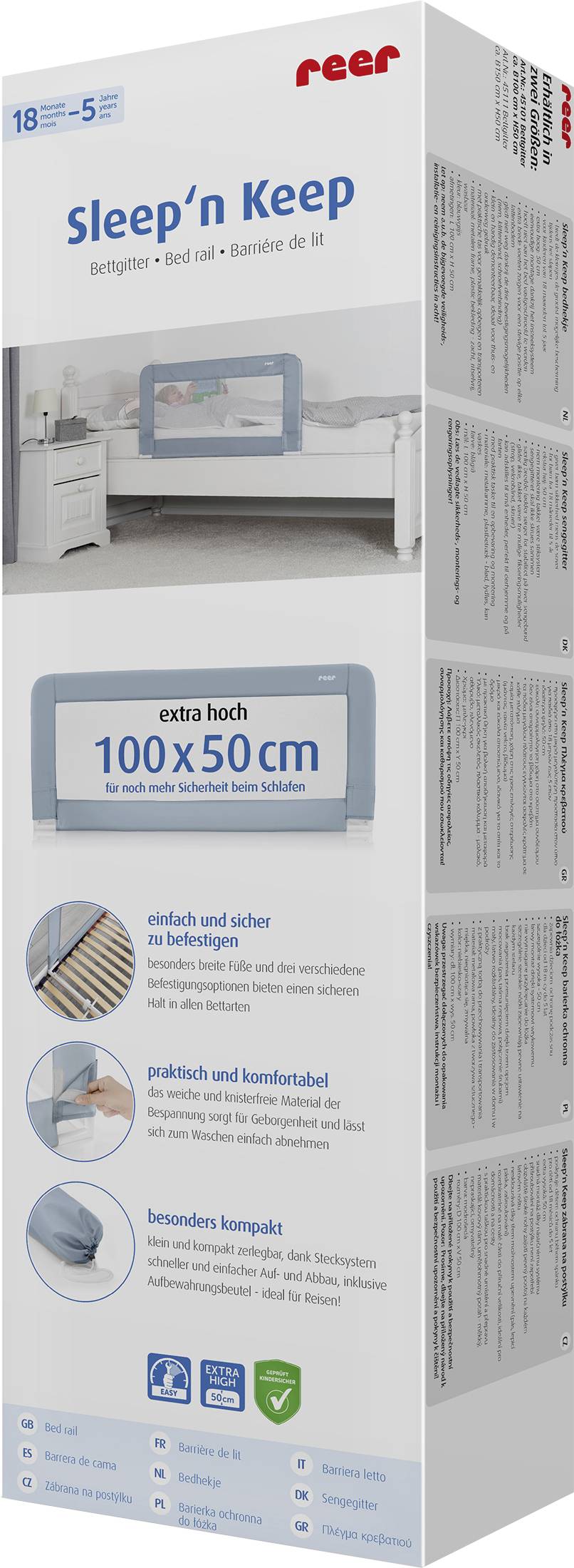 REER Sleep'n Keep 45101 Sleep'n Keep Bettgitter Blau-Grau