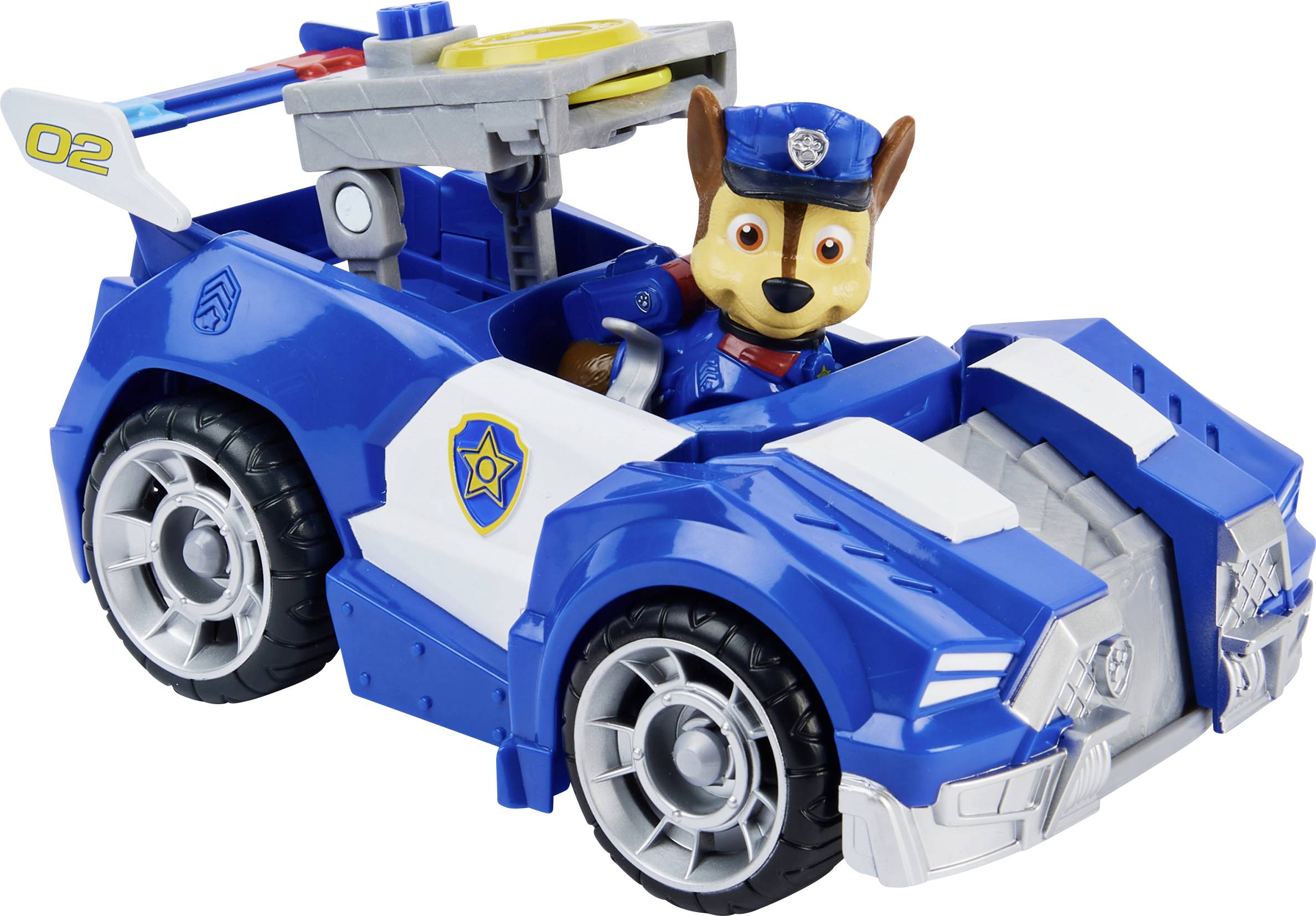 Paw Patrol Chases Deluxe Basis Fahrzeug aus dem Kinofilm mit Hundefigur, Spielzeugauto