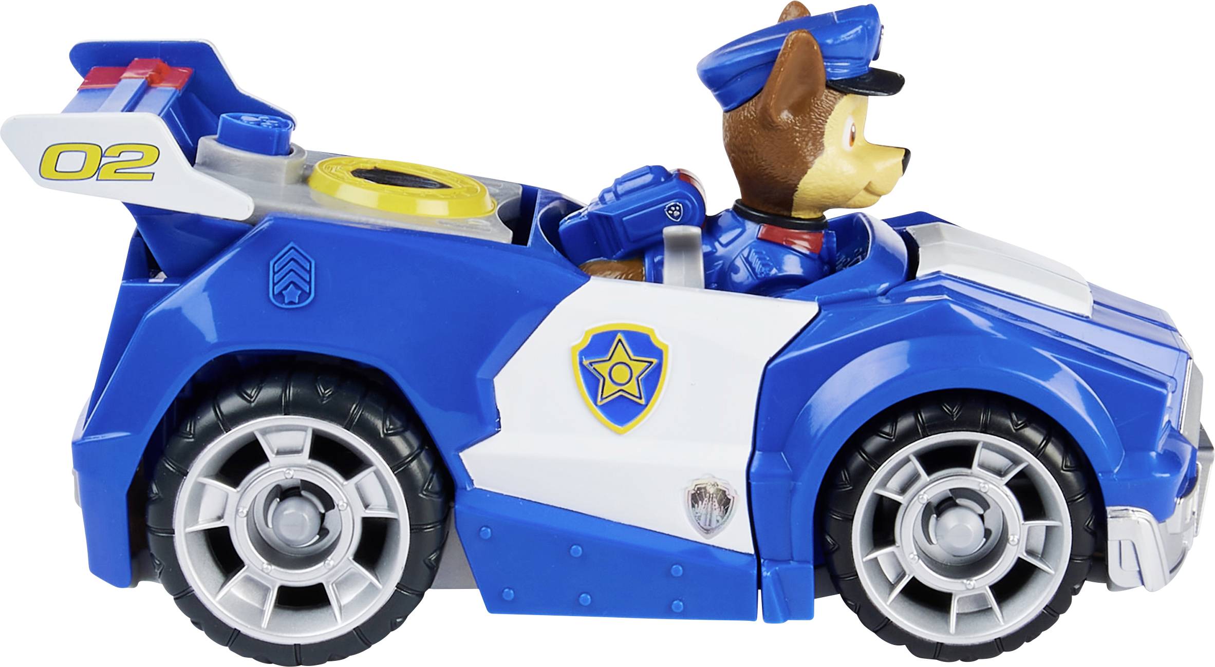Paw Patrol Chases Deluxe Basis Fahrzeug aus dem Kinofilm mit Hundefigur, Spielzeugauto
