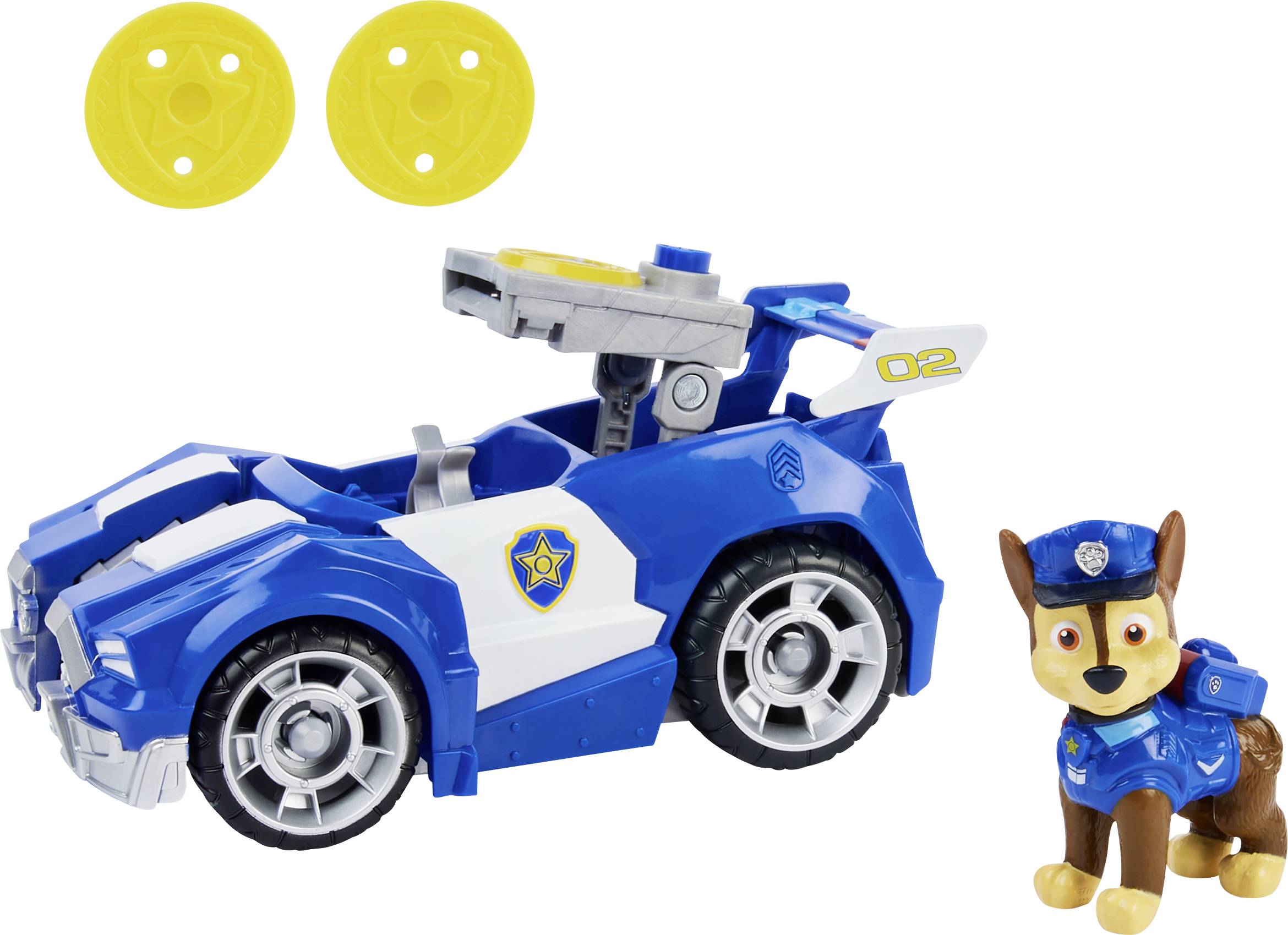 Paw Patrol Chases Deluxe Basis Fahrzeug aus dem Kinofilm mit Hundefigur, Spielzeugauto
