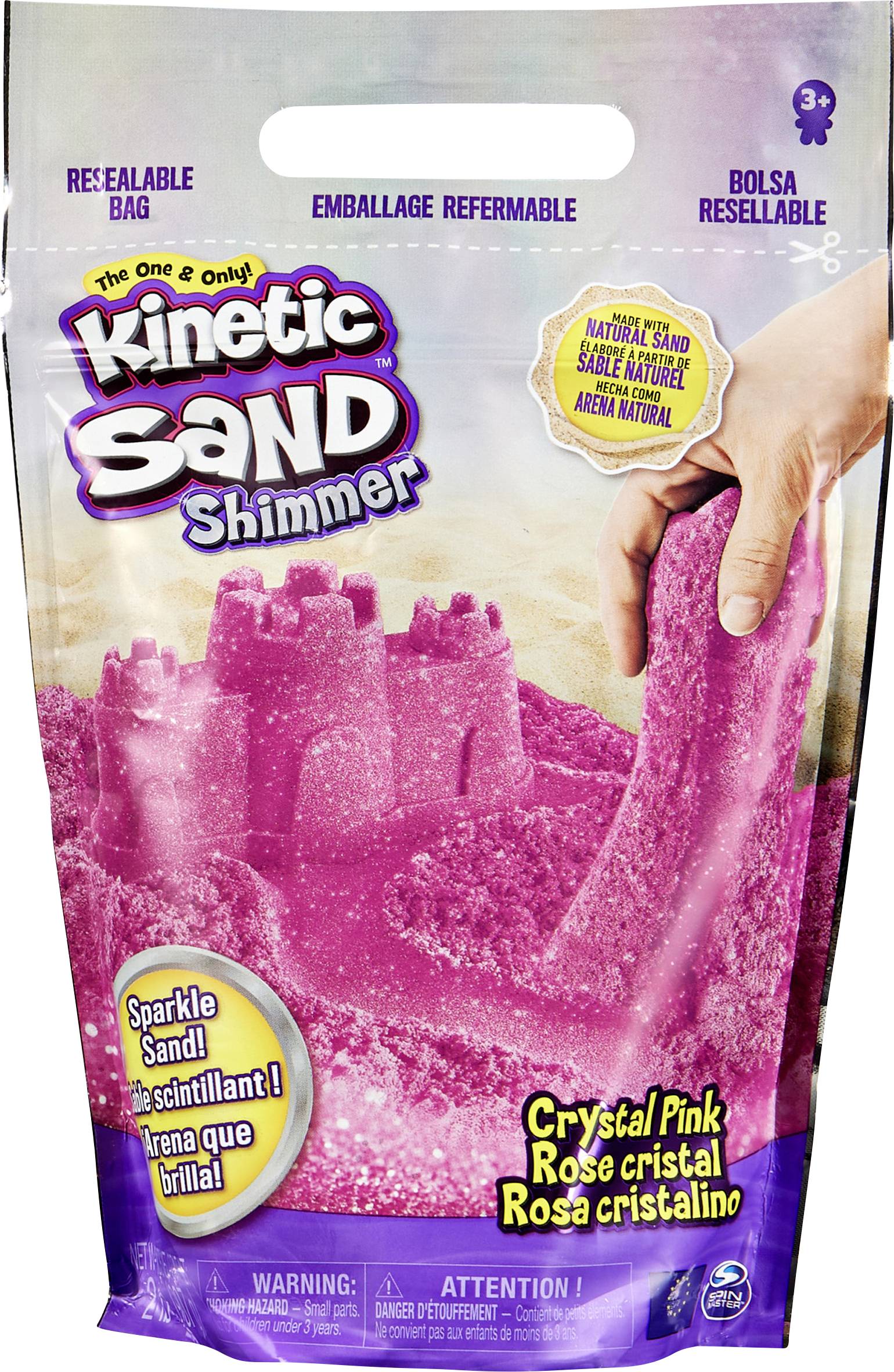 Kinetic Sand Kinetic Sand Schimmersand Crystal Pink, 907 g - rosa Glitzersand für Indoor-Sandspiel