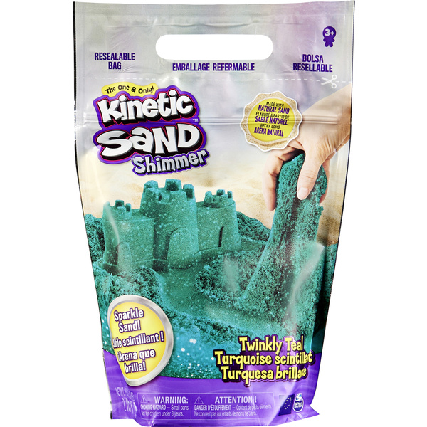 Kinetic Sand Schimmersand Petrol, 907g blaugrüner Glitzersand für Indoor-Sandspiel