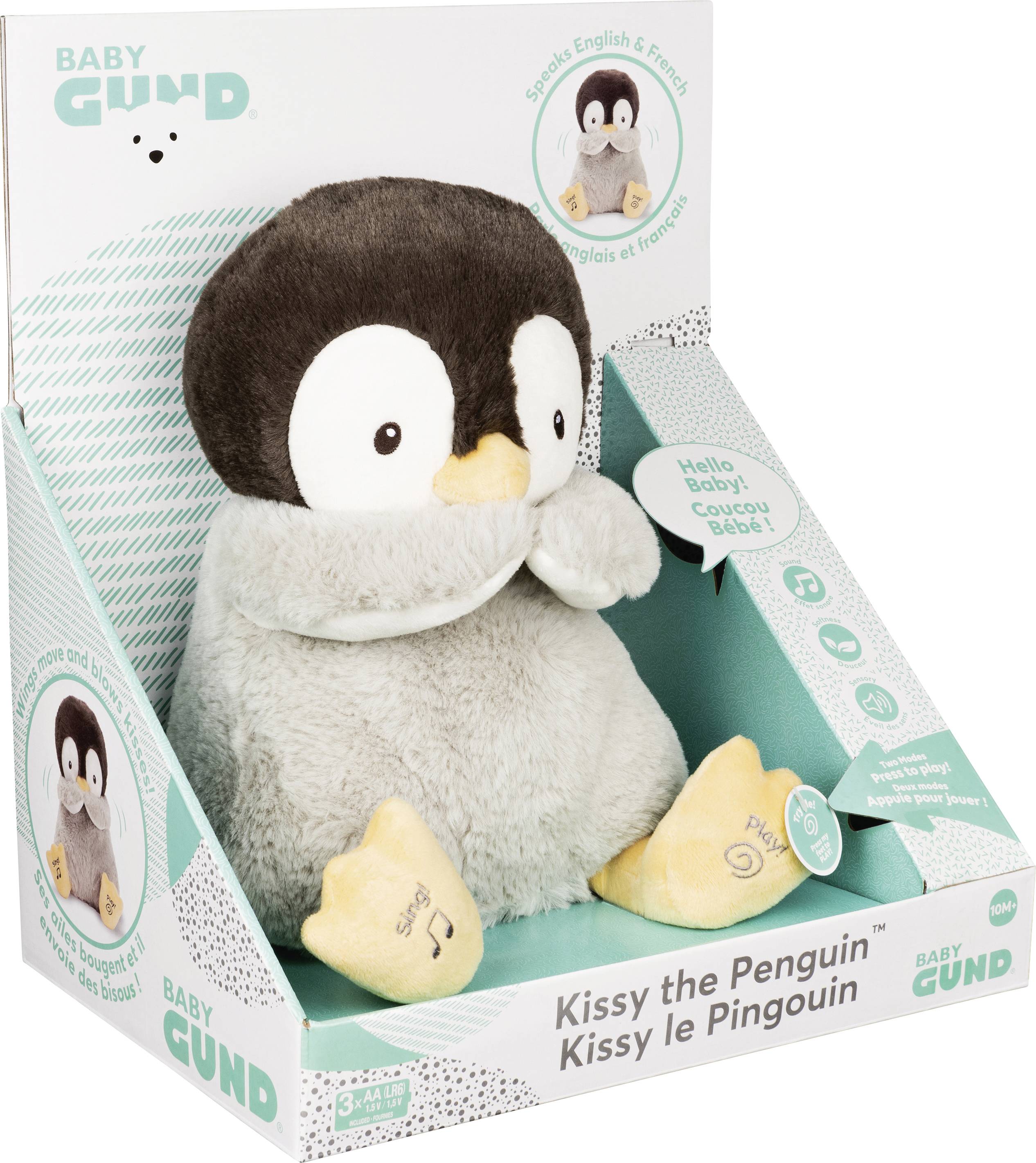 Kissy, der Pinguin - singt und wirft Küsschen, Sprache wahlweise Deutsch oder Italienisch