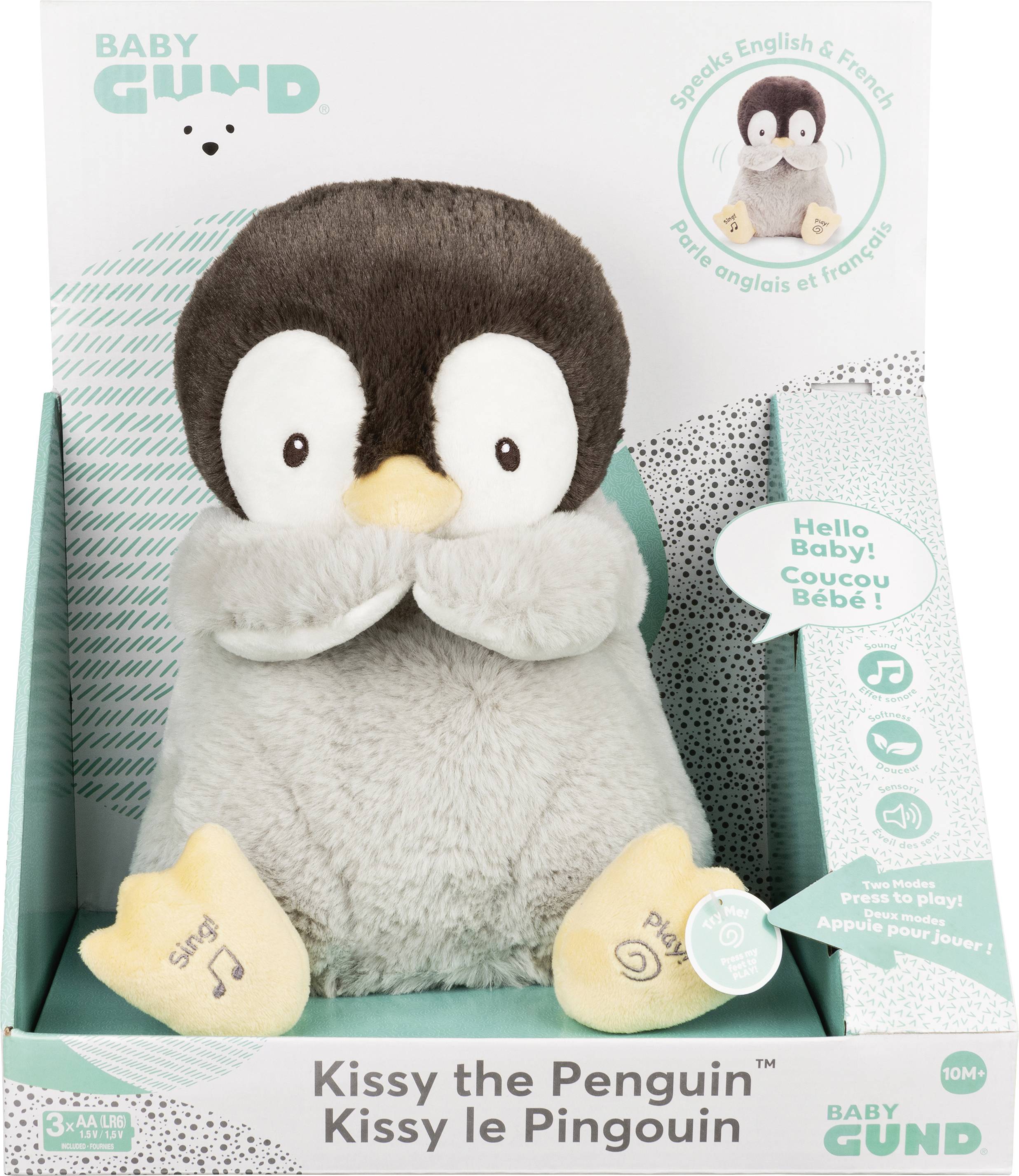 Kissy, der Pinguin - singt und wirft Küsschen, Sprache wahlweise Deutsch oder Italienisch