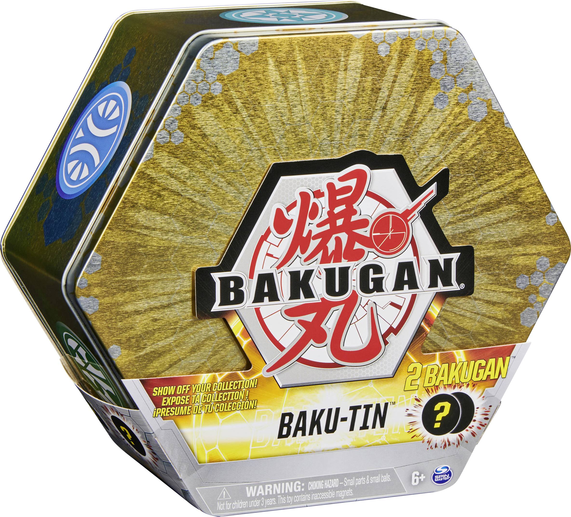 Bakugan Baku-Tin, Metall-Aufbewahrungsbox mit 2 Überraschungs-Bällen, unterschiedliche Varianten