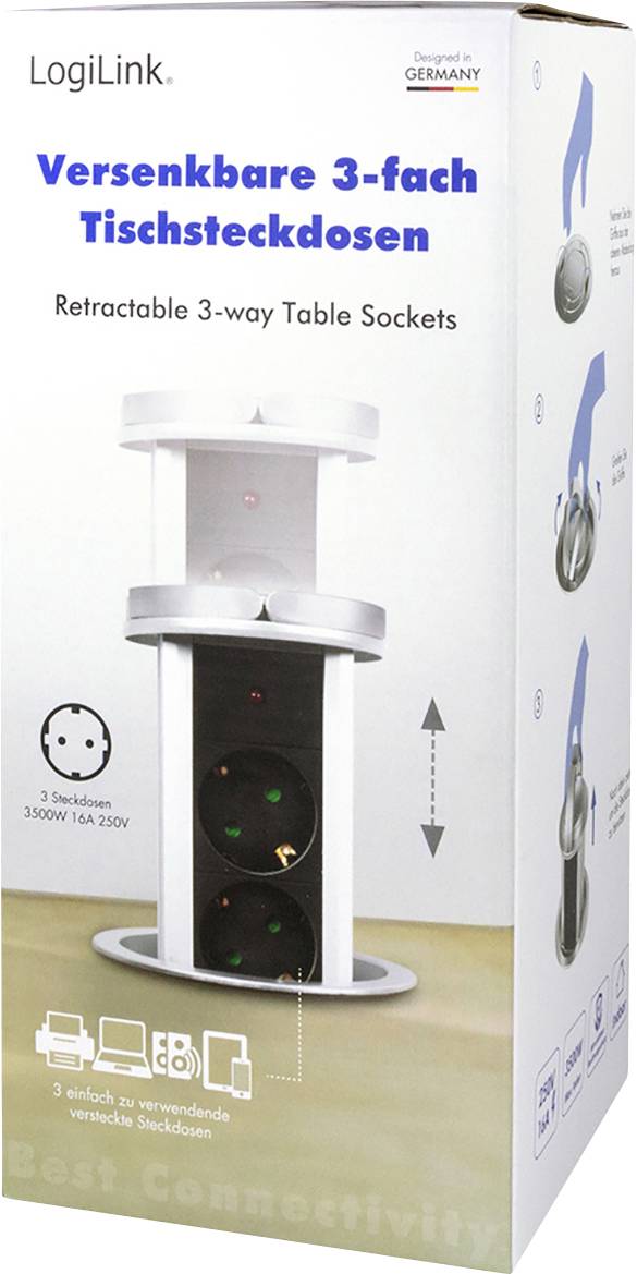 LogiLink LPS235A Einbau-Steckdose erhöhter Berührungsschutz Silber-Schwarz