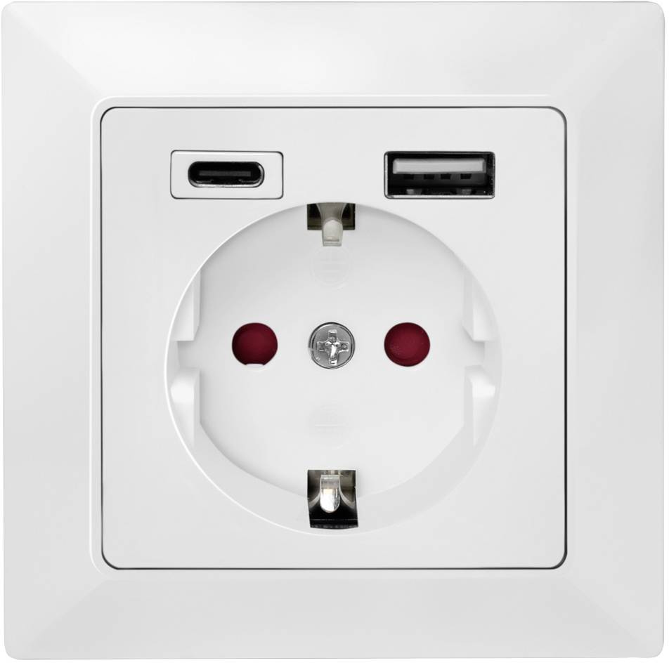 LogiLink PA0262 Unterputz-Steckdose mit USB-Ladeausgang, erhöhter Berührungsschutz Weiß