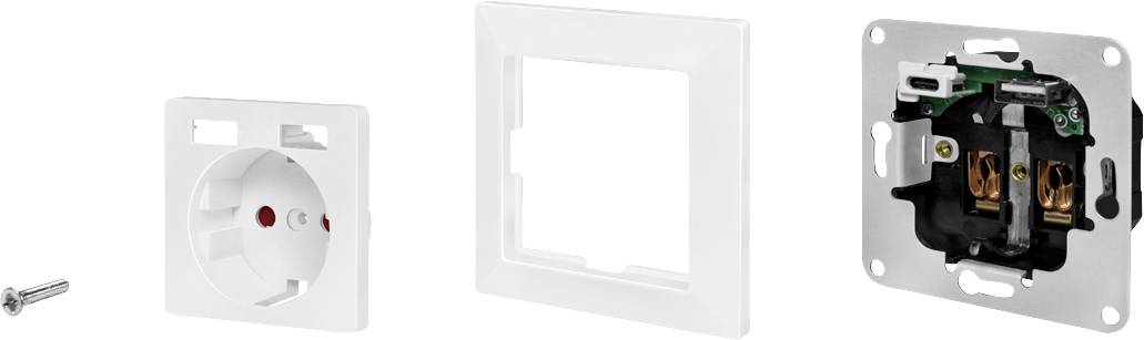 LogiLink PA0262 Unterputz-Steckdose mit USB-Ladeausgang, erhöhter Berührungsschutz Weiß