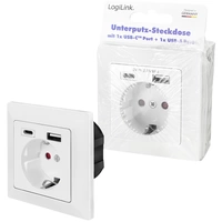 LogiLink PA0262 Unterputz-Steckdose mit USB-Ladeausgang, erhöhter Berührungsschutz Weiß LogiLink PA0262 Unterputz-Steckdose mit USB-Ladeausgang, erhöhter Berührungsschutz Weiß