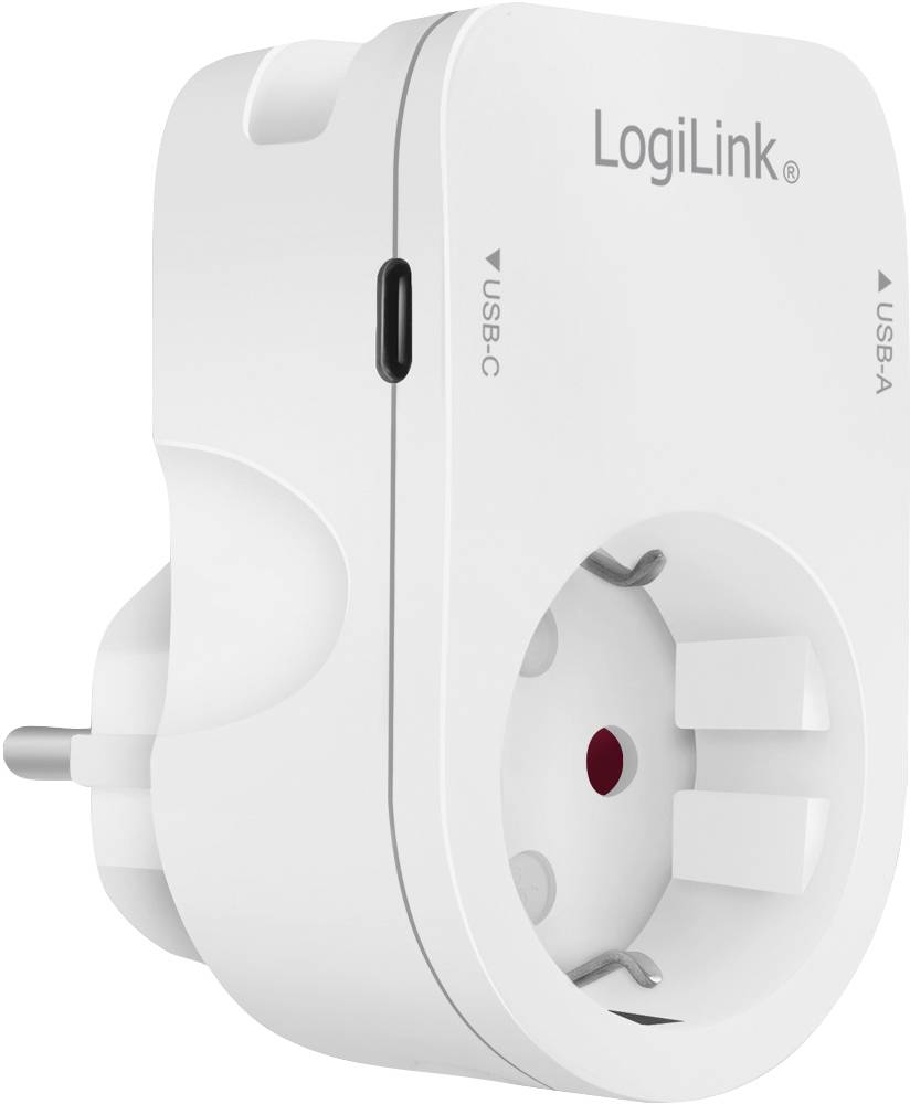 LogiLink PA0259 Anschlussdose mit USB-Ladeausgang, erhöhter Berührungsschutz, Überspannungsschutz IP20