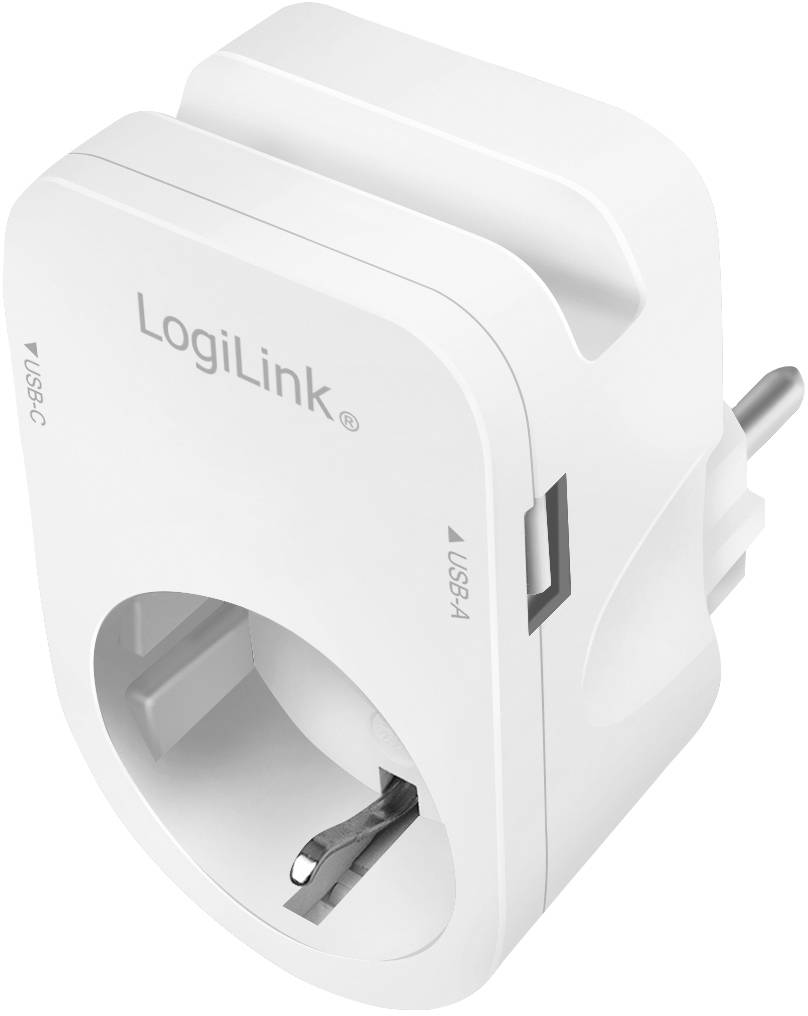 LogiLink PA0259 Anschlussdose mit USB-Ladeausgang, erhöhter Berührungsschutz, Überspannungsschutz IP20