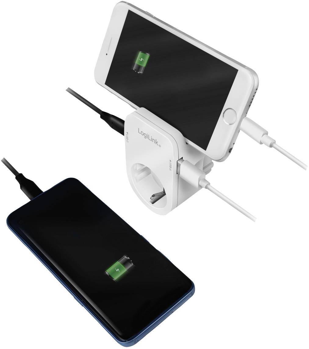 LogiLink PA0259 Anschlussdose mit USB-Ladeausgang, erhöhter Berührungsschutz, Überspannungsschutz IP20