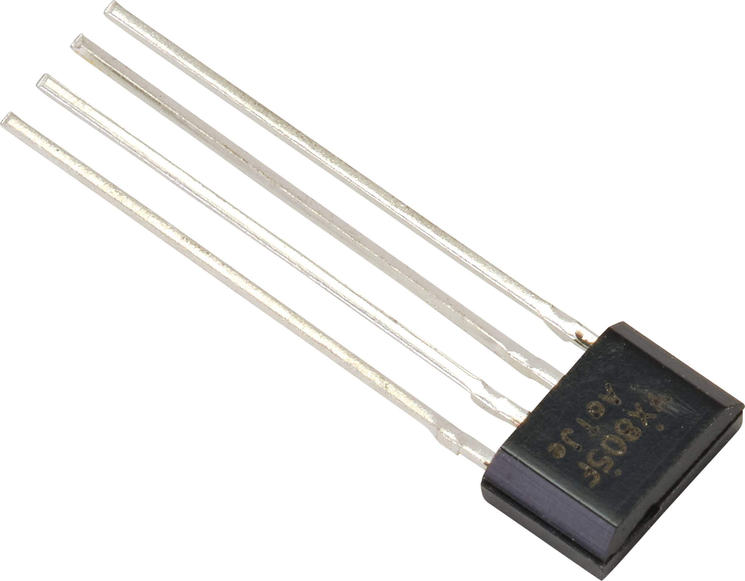 Ein Transistor mit vier langen, dünnen Anschlüssen, daneben ein schwarzes Gehäuse. Wird häufig in elektronischen Schaltungen verwendet.