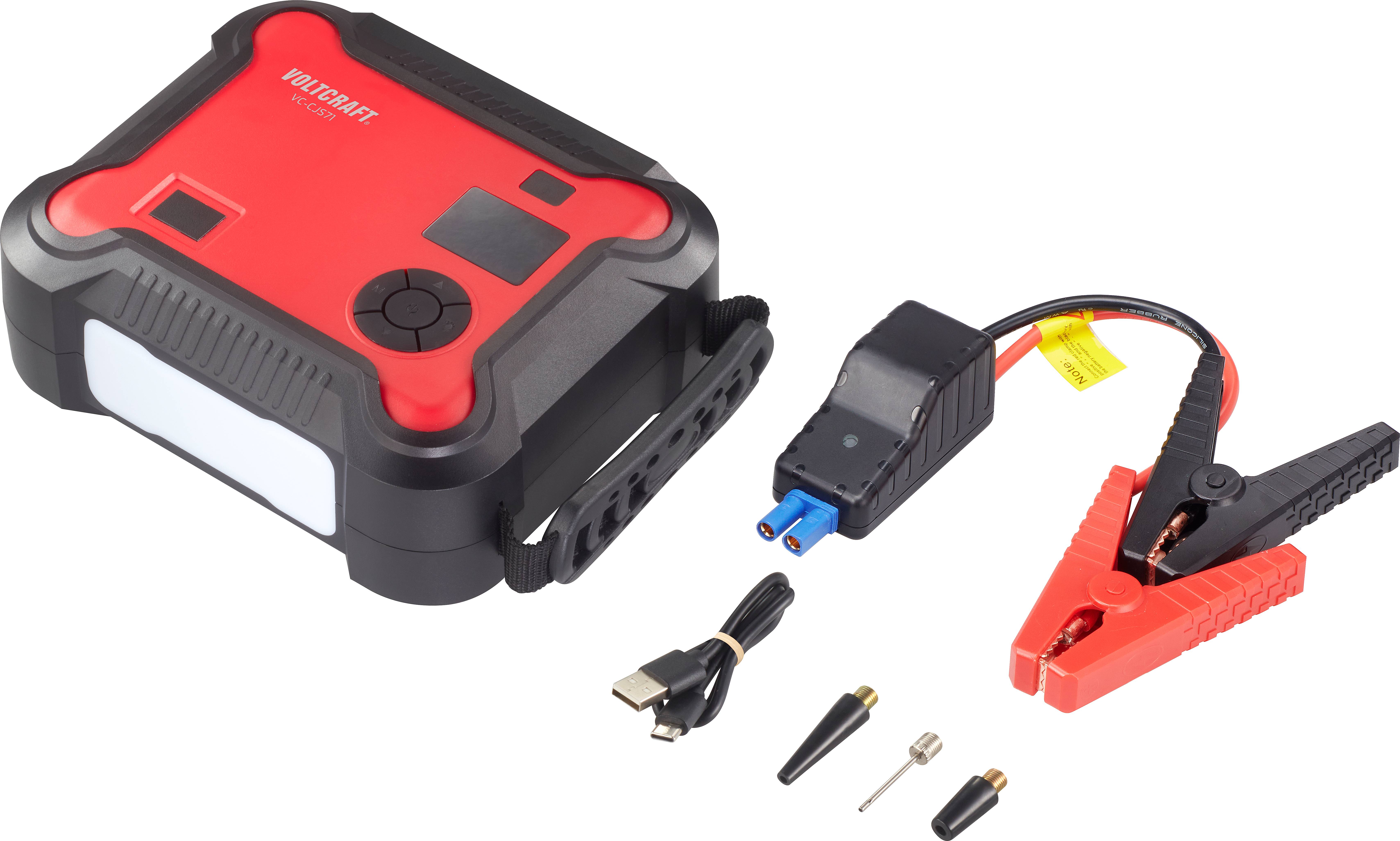 VOLTCRAFT Schnellstartsystem VC-CJS71 4in1 Jump-Starter-Starthilfegerät mit Kompressor VC-12180200 Starthilfestrom (12 V)=600A 12