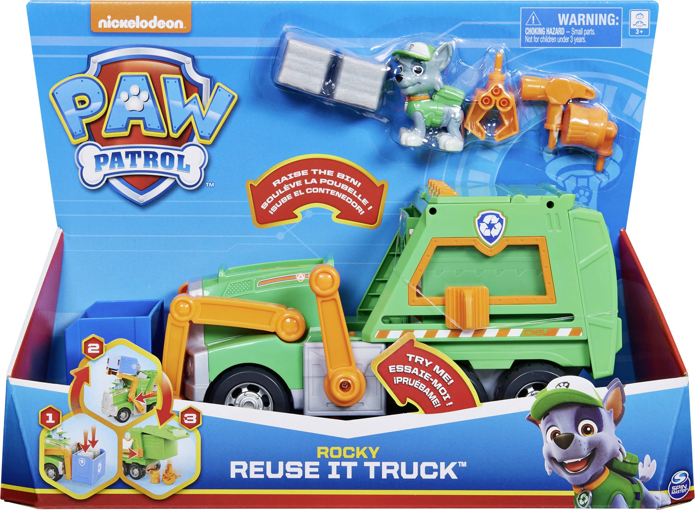 Paw Patrol Rockys Deluxe-Recycling-Truck mit Sammelfigur und 3 Werkzeugen