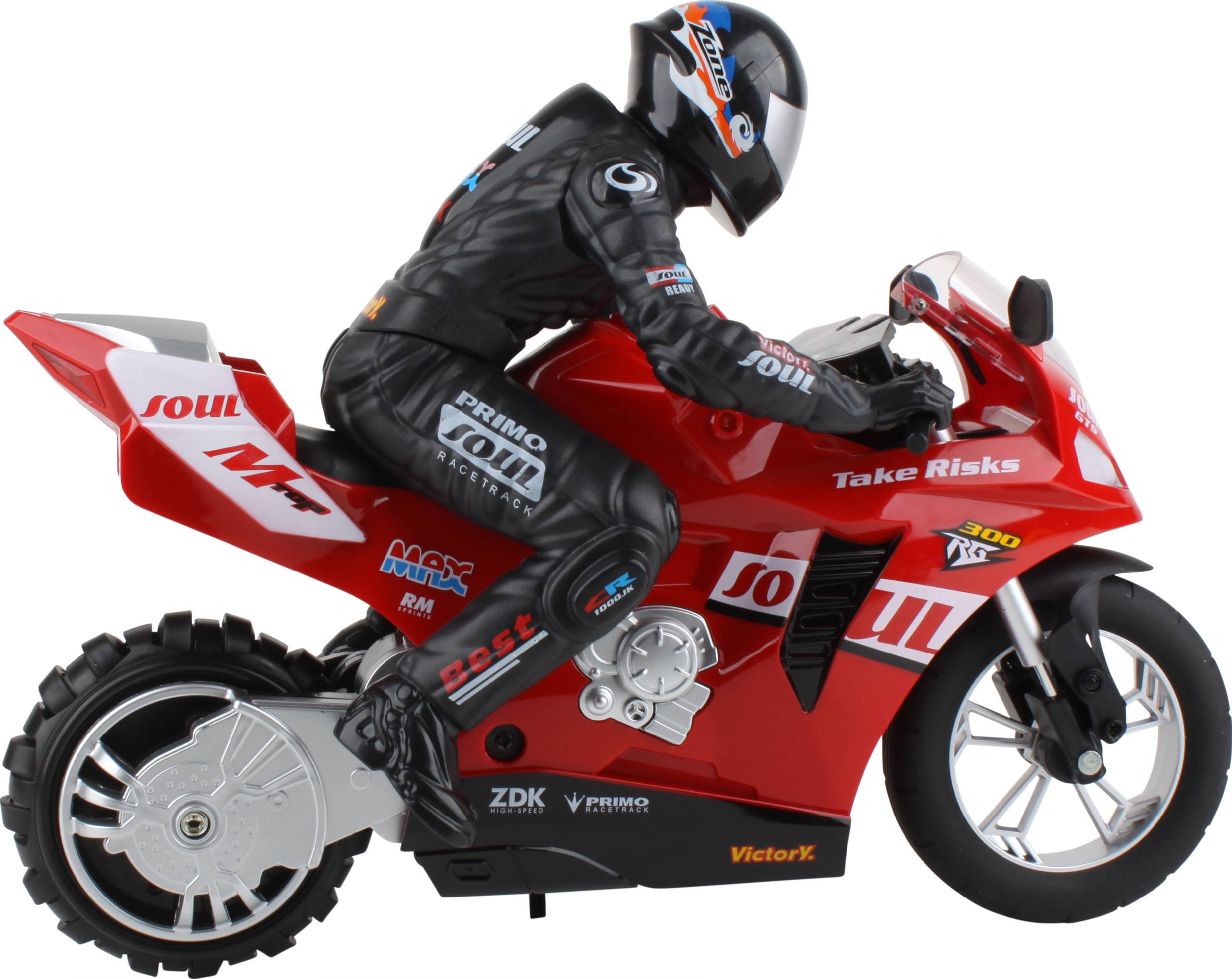 2436324 Stunt motorcycle 1:6 RC Einsteiger Motorrad Motorrad inkl. Akku und Ladekabel, mit Lichteffekt, mit Geräuschefunktion