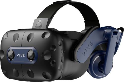 HTC VIVE PRO 2 Full Kit Virtual Reality Brille Schwarz (matt), Schwarz/Blau inkl. Controller, mit in