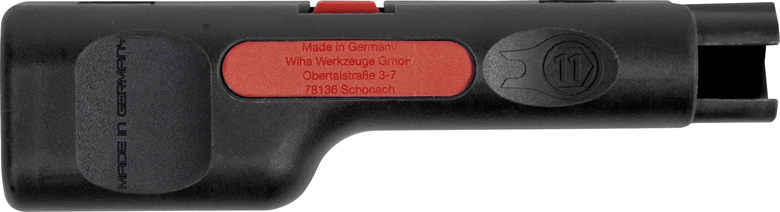 Ein schwarzes Kunststoffwerkzeug mit rotem Einsatz, darauf der Text 'Made in Germany' und eine Adresse, verwendet für Schraubarbeiten.