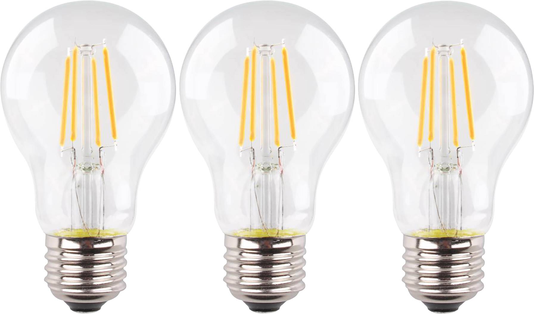 Sygonix SY-3780852 LED E27 Glühlampenform 7W = 60W Warmweiß (Ø x L) 60mm x 106mm Filament 3St.