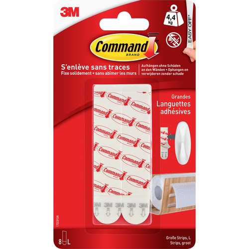 3M Command™ Large Klebe- und Nachfüll-Strips (B x H) 19 mm x 92 mm Weiß Inhalt: 8 St.
