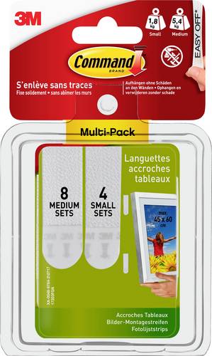 3M Command™ Bilder-Montage Strips S und M, Vorteilspack Weiß Inhalt: 12 Paar