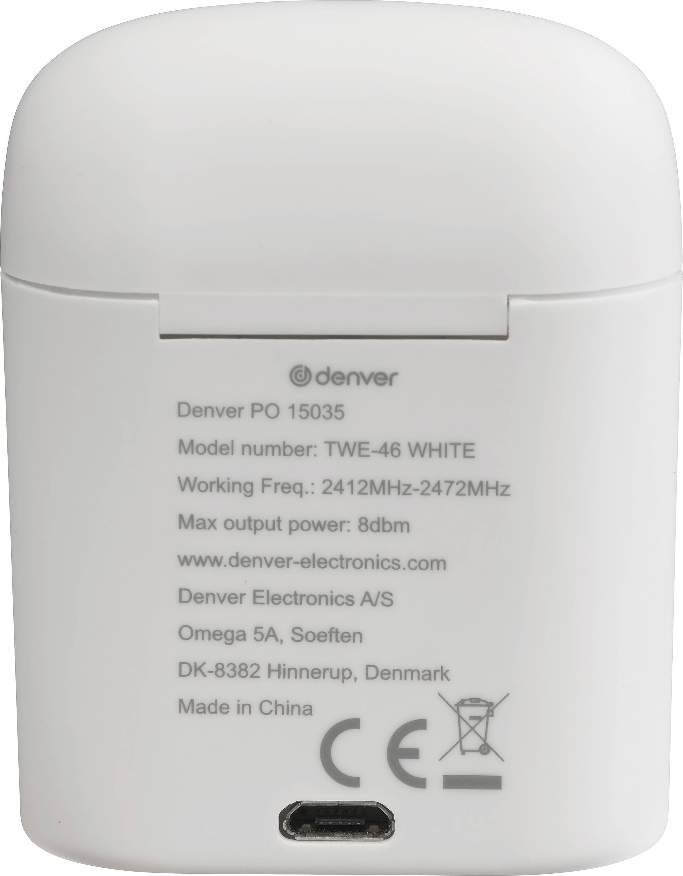 Denver TWE-46 In Ear Kopfhörer Bluetooth® Weiß