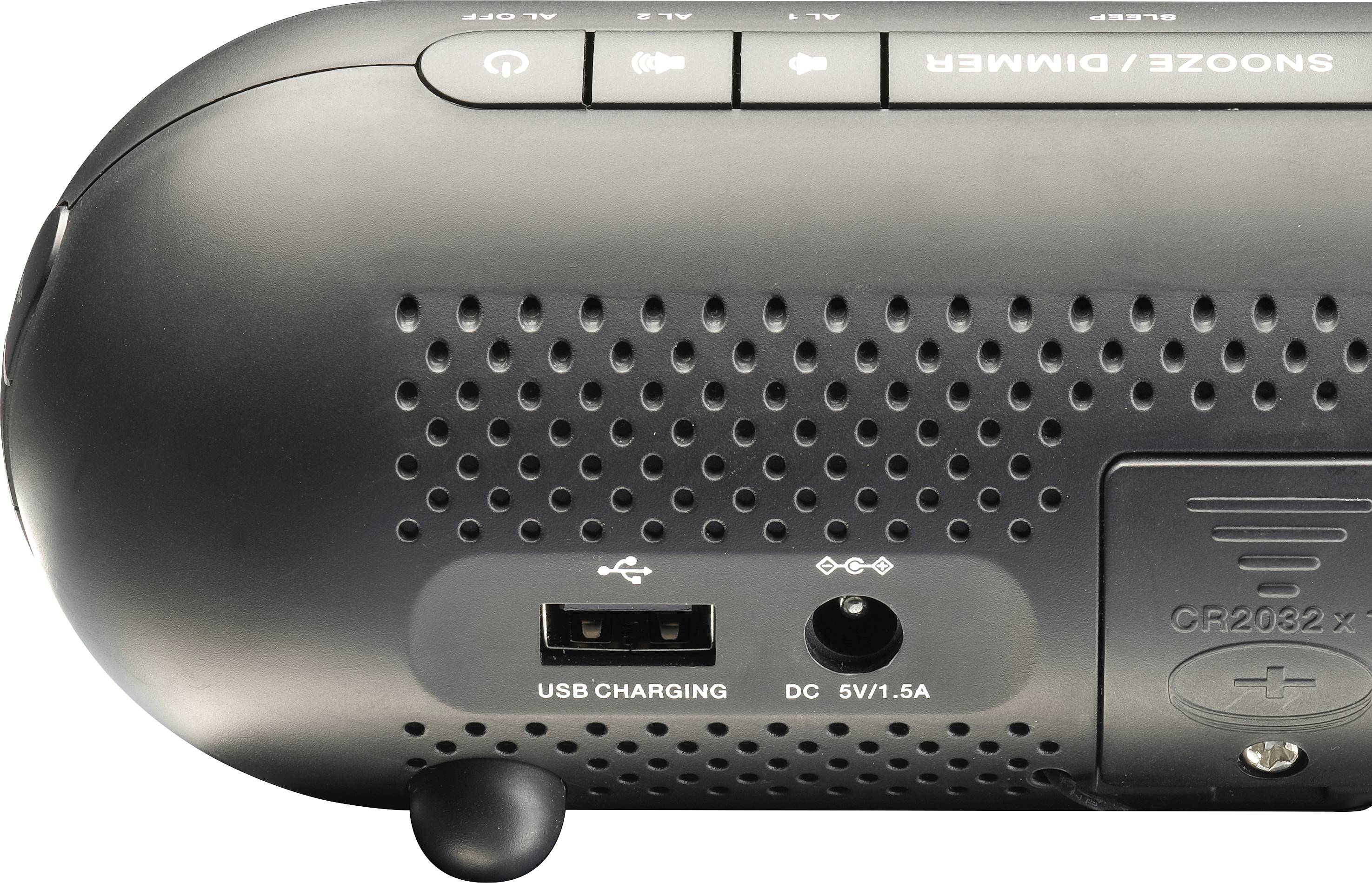 Denver CPR-700 Radiowecker UKW USB Weckfunktion, Akku-Ladefunktion Schwarz